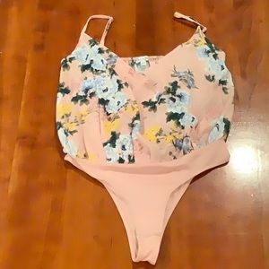 Pink floral bodysuit